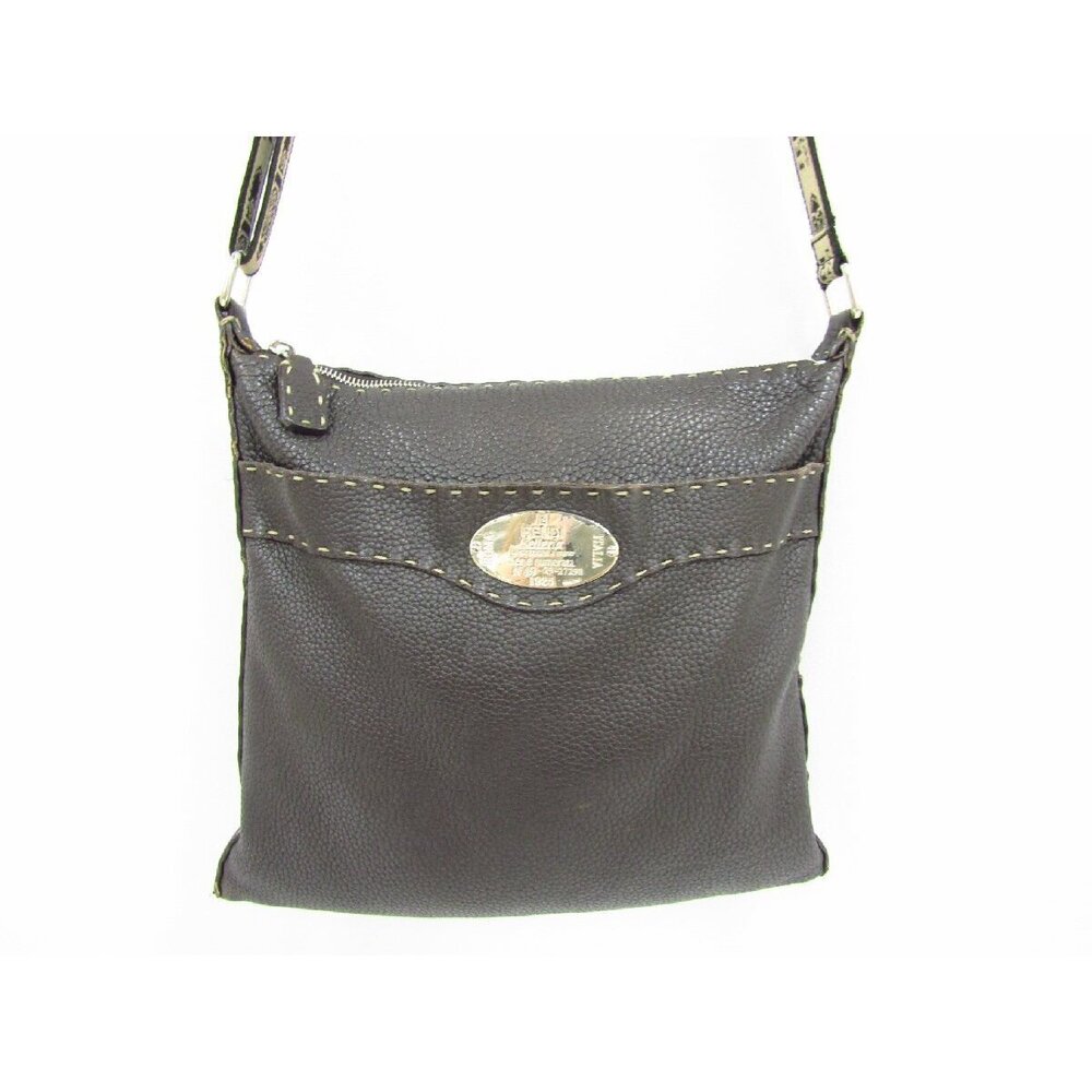 FENDI Selleria Leather Shoulder Bag Crossbody Brown